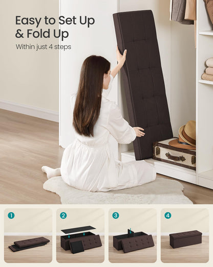 SONGMICS MAZIE 43" Folding Storage Ottoman Bench