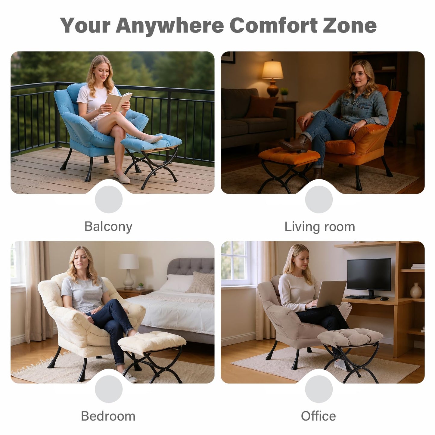 Tiita Velvet Lounge Chair with Ottoman