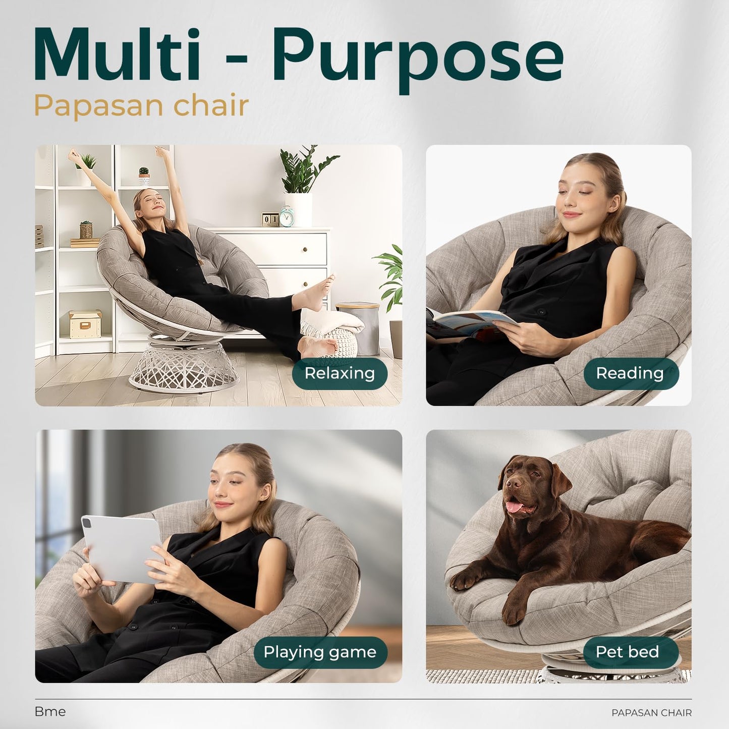Bme 40" Papasan Swivel Chair