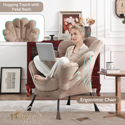 Butterfly Chair with Ottoman – Khaki Velvet