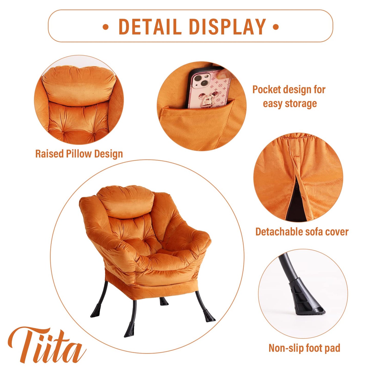 Tiita Velvet Lounge Chair with Ottoman