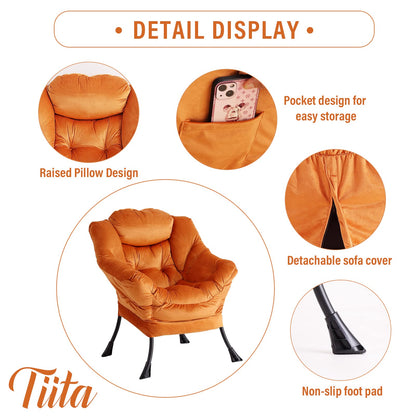 Tiita Velvet Lounge Chair with Ottoman
