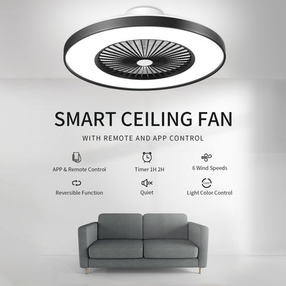 24" Bladeless LED Ceiling Fan – Black
