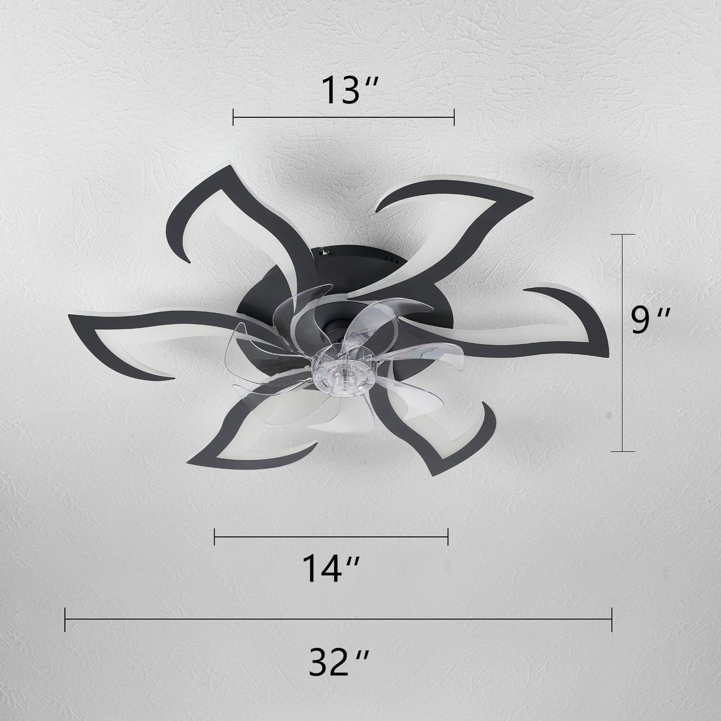 32" Black Ceiling Fan with Light