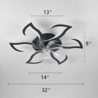 32" Black Ceiling Fan with Light