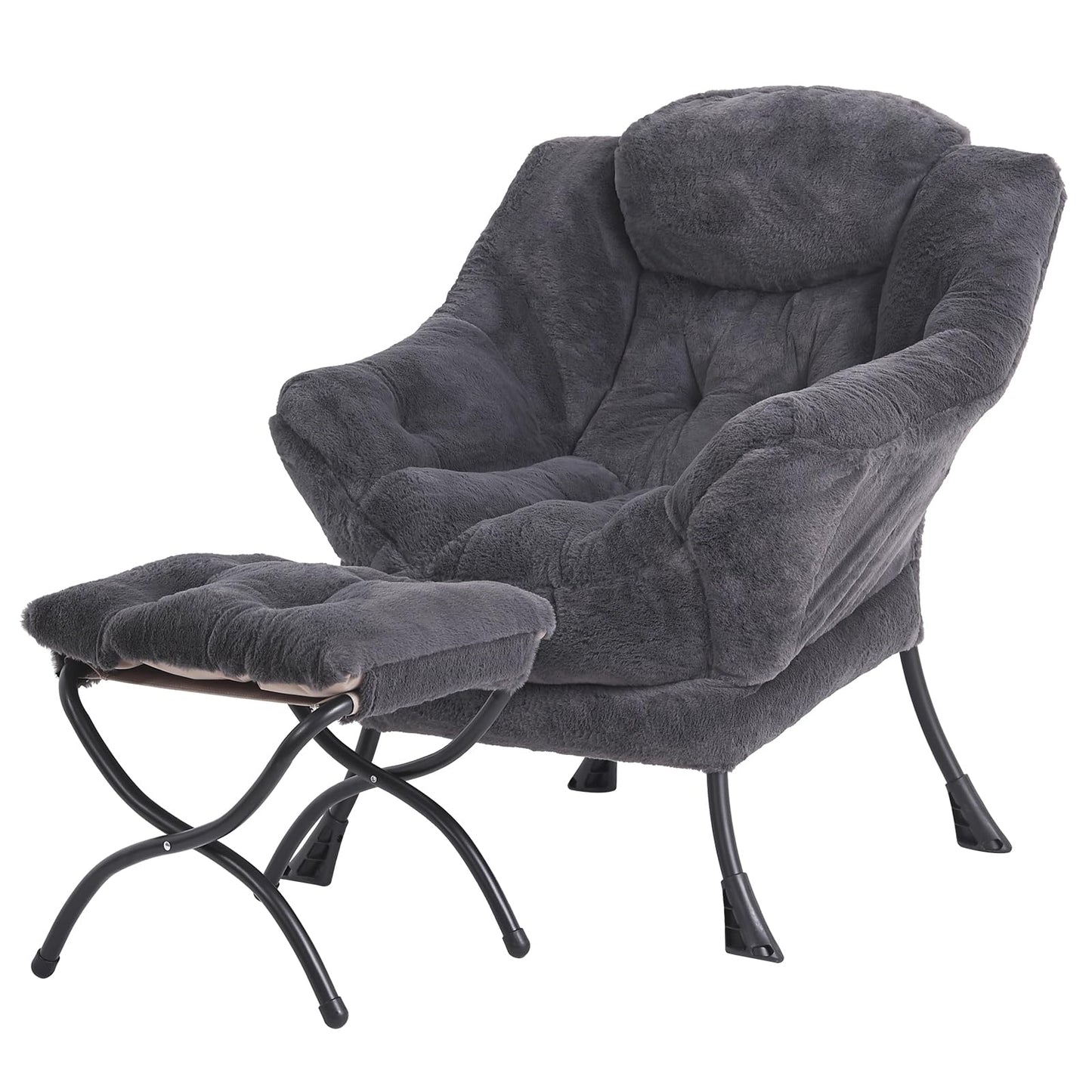 Tiita Velvet Lounge Chair with Ottoman