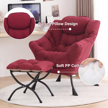 Tiita Velvet Lounge Chair with Ottoman