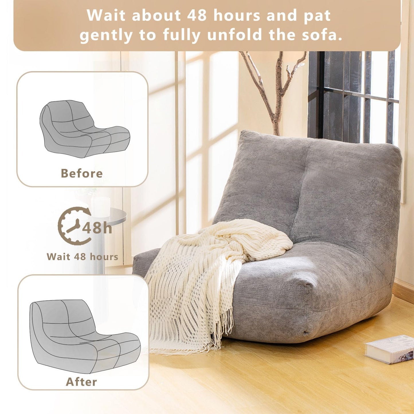 Bean Bag Chair for Adults (Grey)