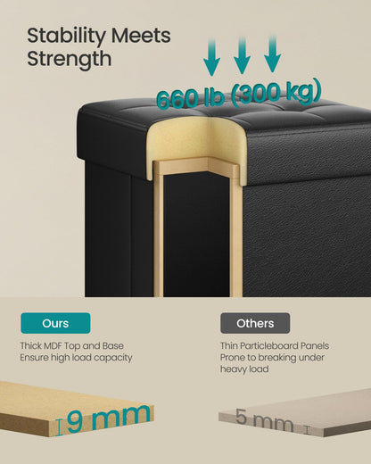 SONGMICS 15"x43"x15.7" Storage Ottoman Bench