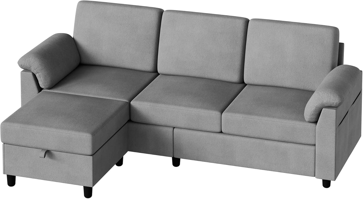 Vongrasig 79" L-Shaped Sofa, Grey