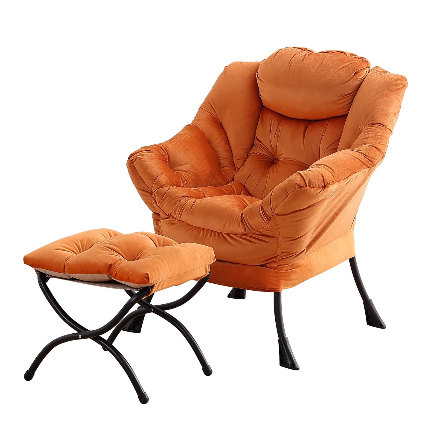 Tiita Velvet Lounge Chair with Ottoman