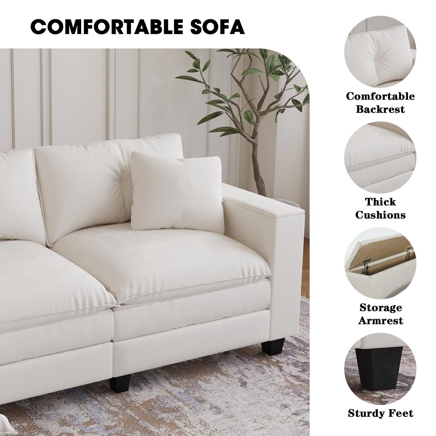 97" 5-Seater Modular Sofa – Beige