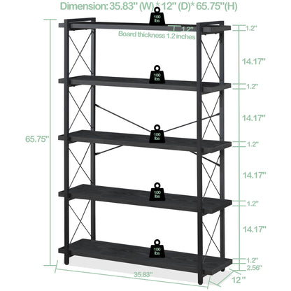 HCHQHS 4-Tier Industrial Bookshelf