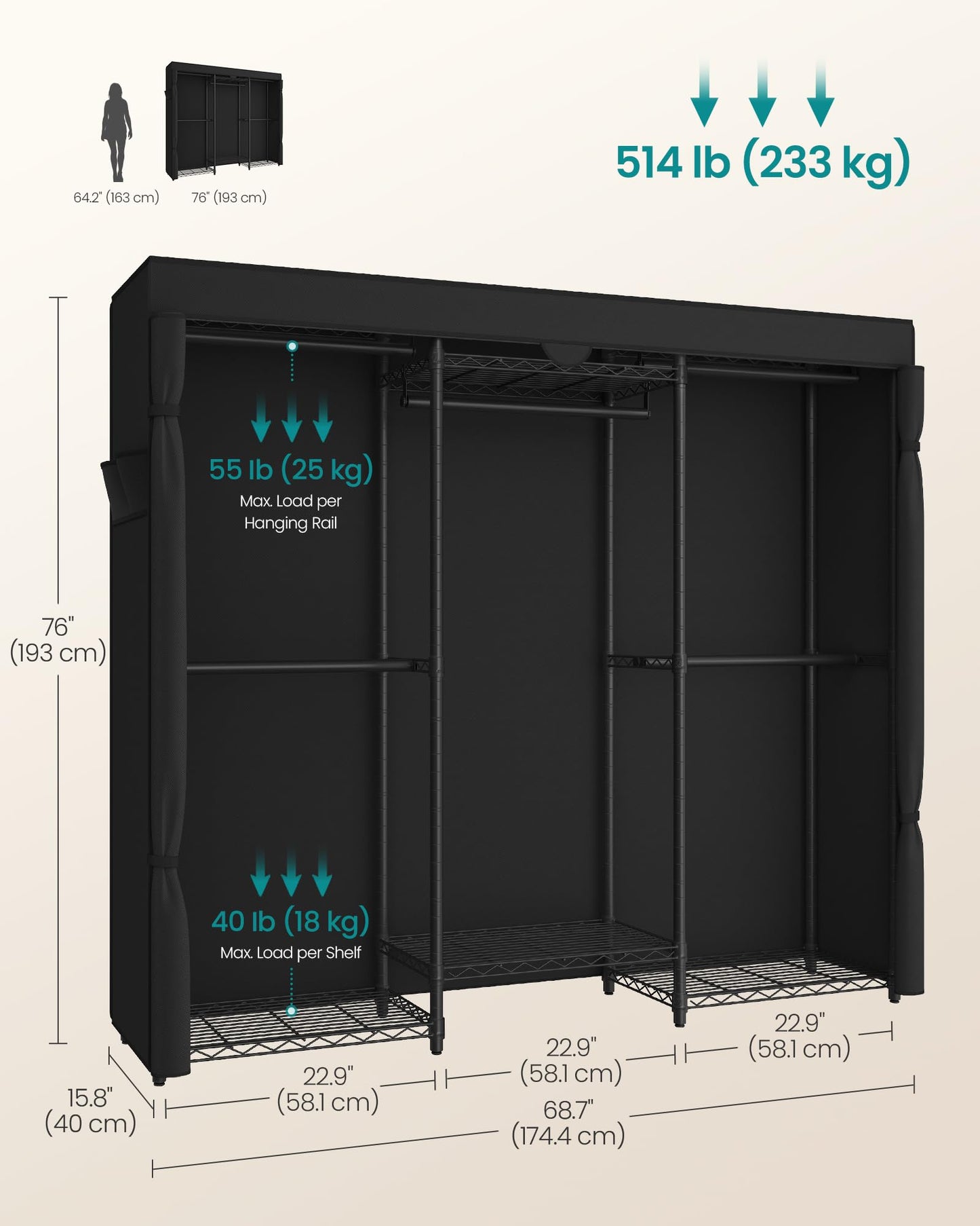 SONGMICS Heavy-Duty Portable Clothes Rack