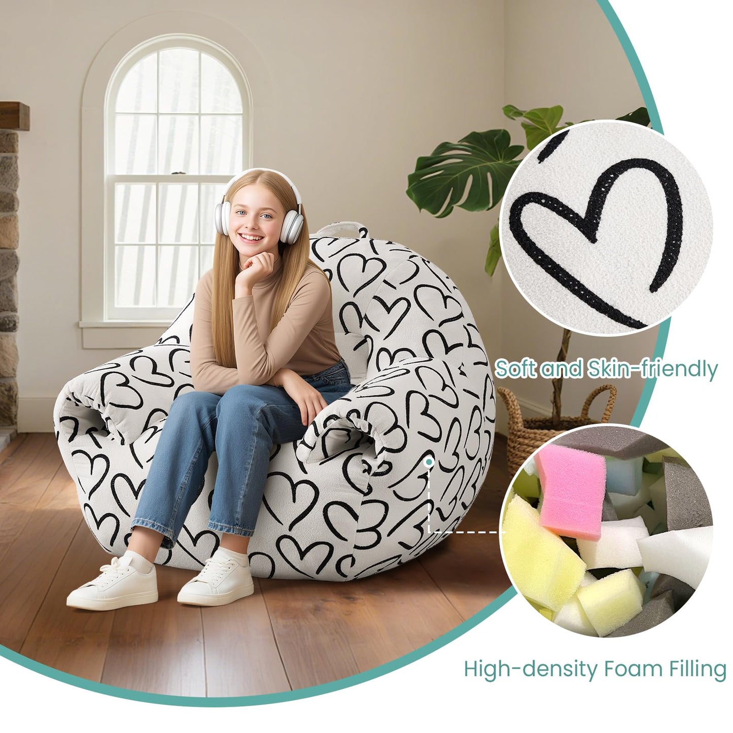 DAICO Bean Bag Chair White