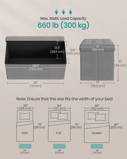 SONGMICS MAZIE 43" Folding Storage Ottoman Bench