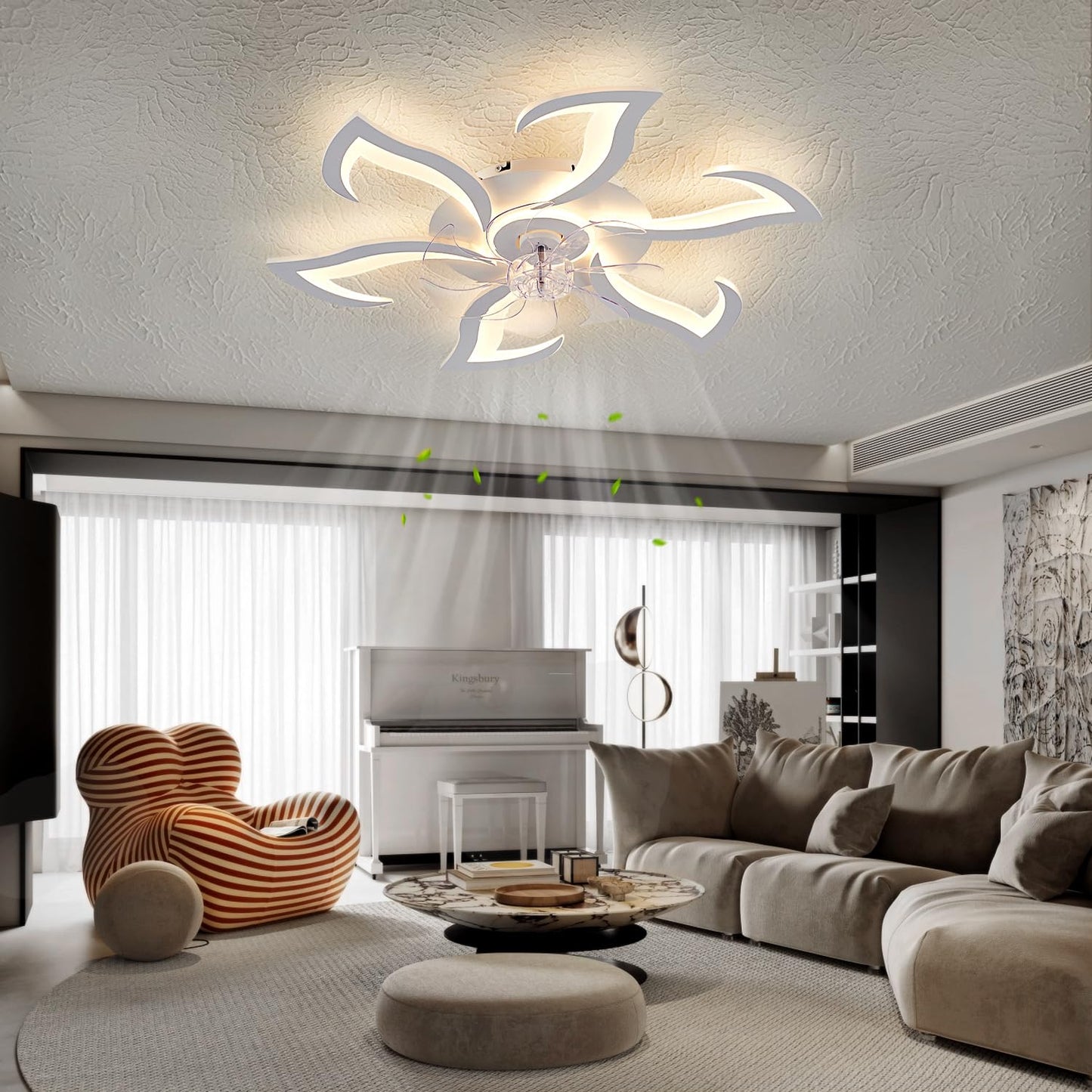 32" Black Ceiling Fan with Light