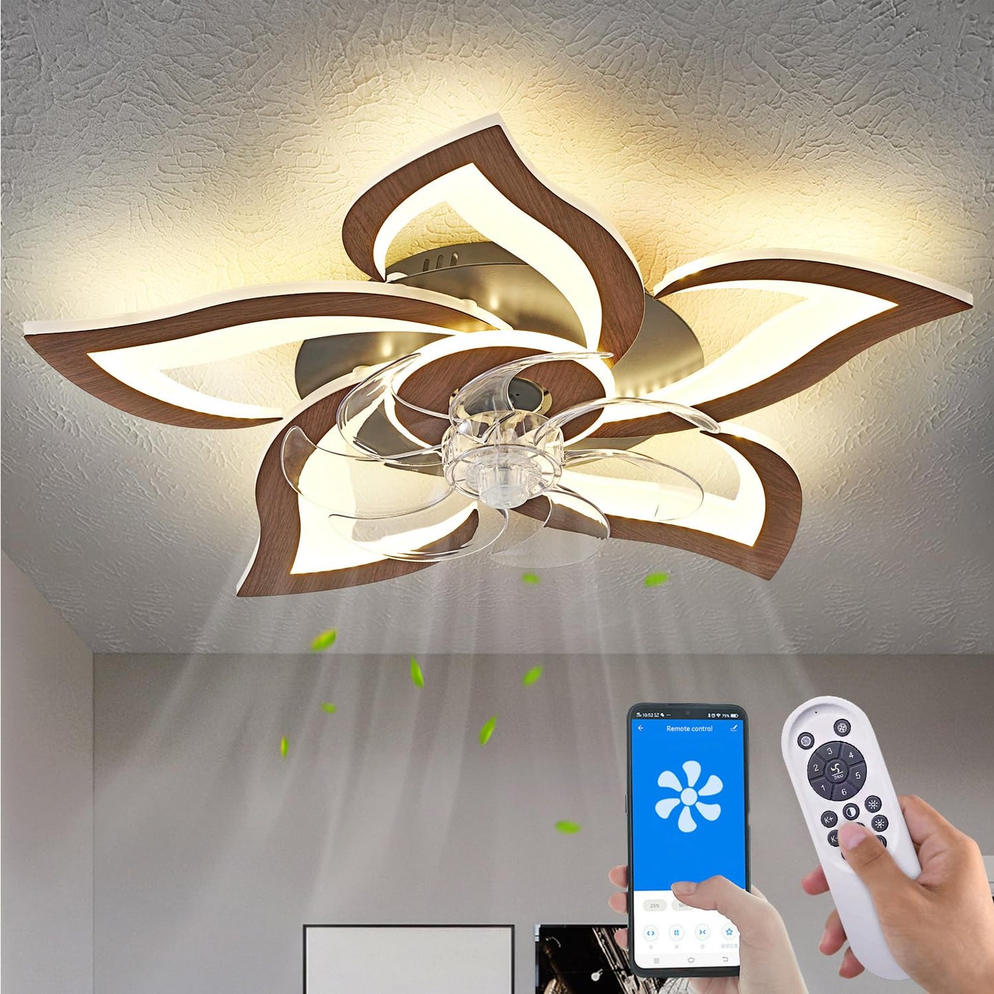 32" Black Ceiling Fan with Light
