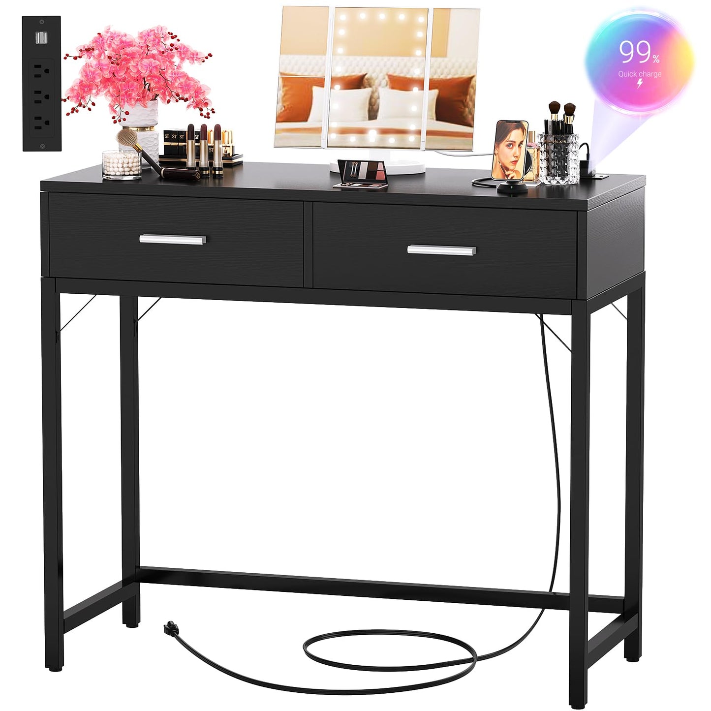 Cyclysio 36" Makeup Vanity Desk White