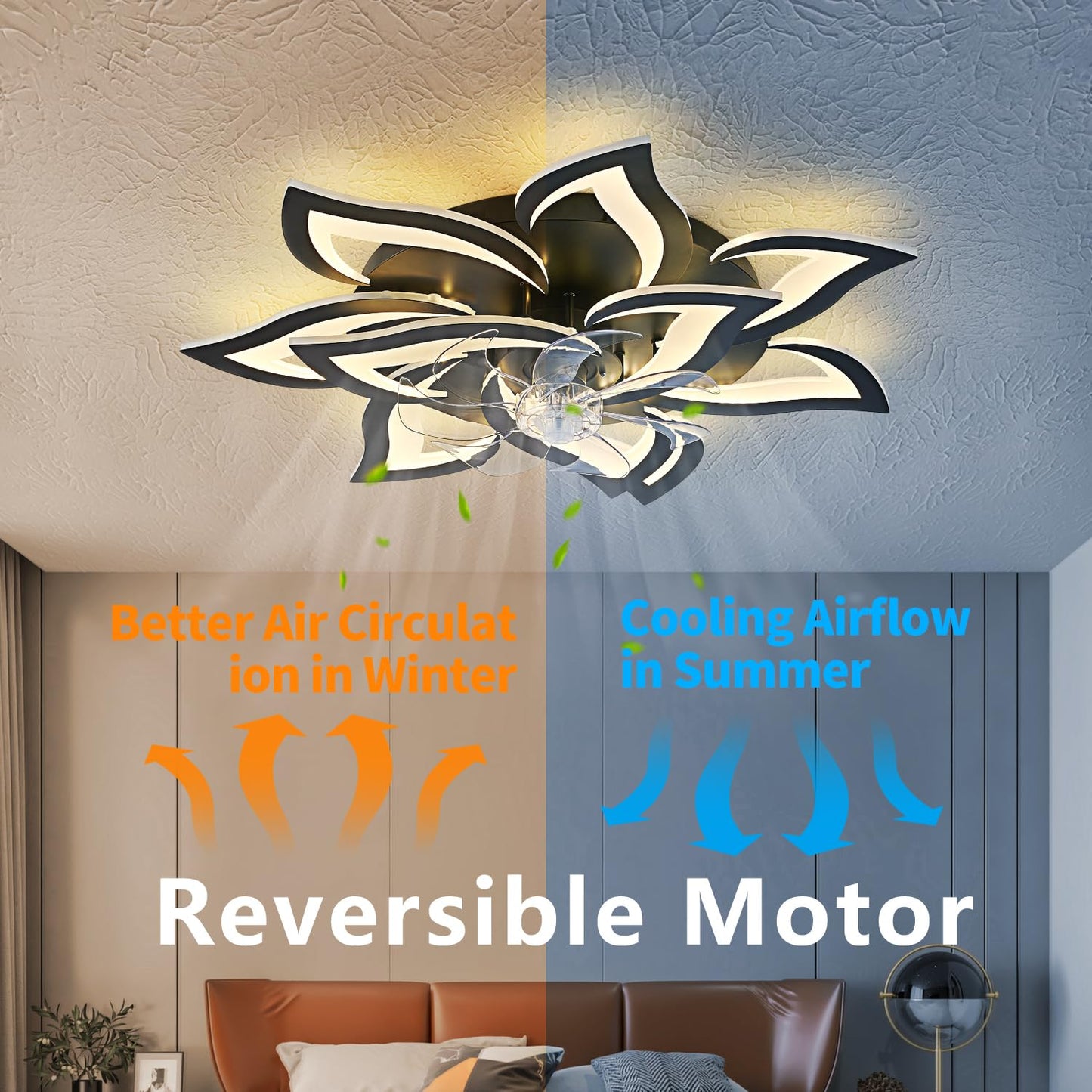 32" Black Ceiling Fan with Light