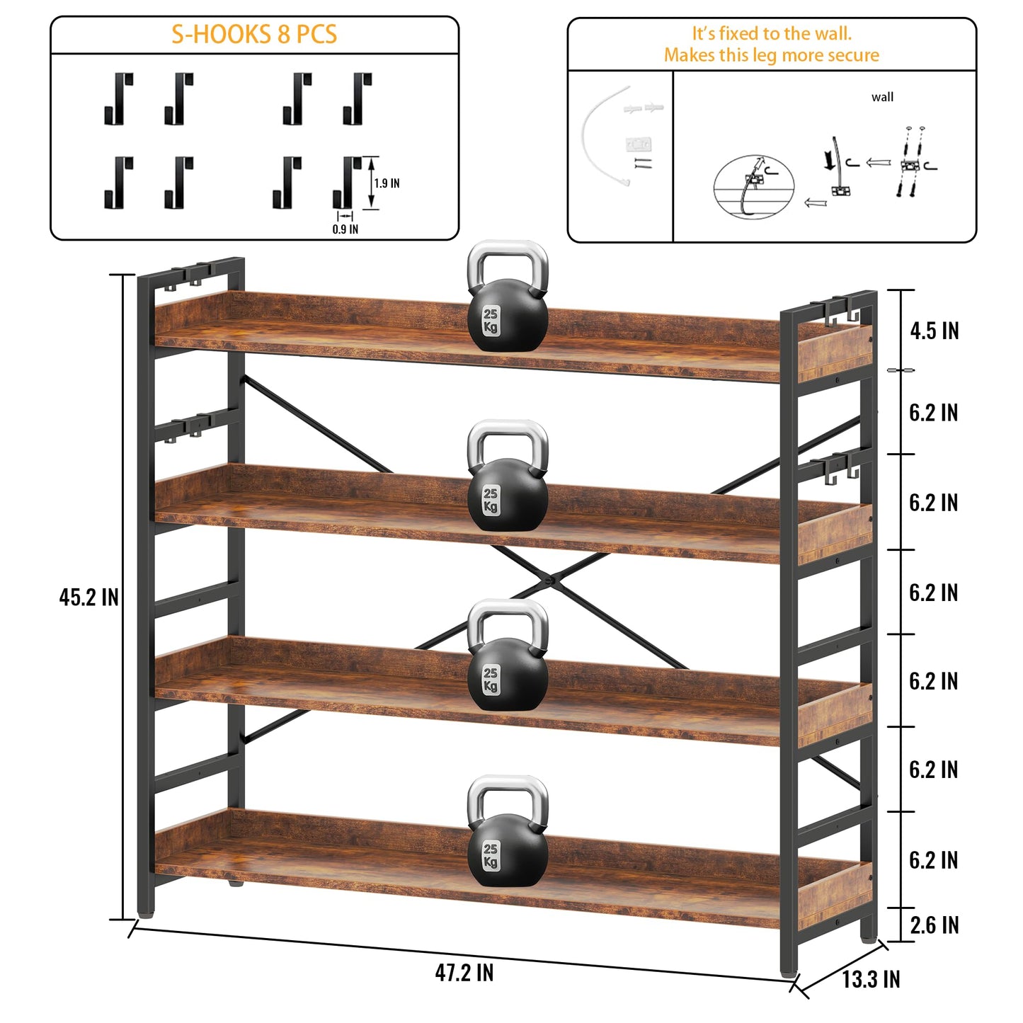 HCHQHS 6-Tier Bookcase