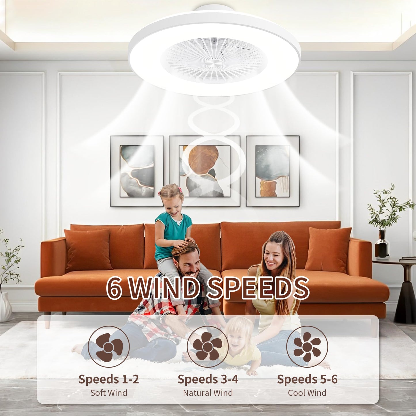 24" Bladeless LED Ceiling Fan – Black