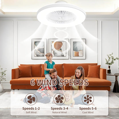 24" Bladeless LED Ceiling Fan – Black