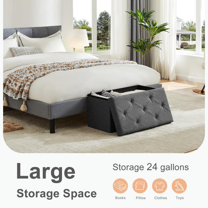 Sweetcrispy 43" Foldable Storage Ottoman Bench