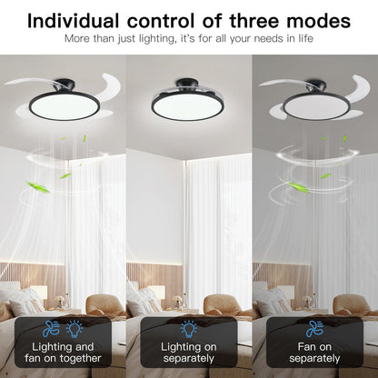 42" Retractable Ceiling Fan Light – Black
