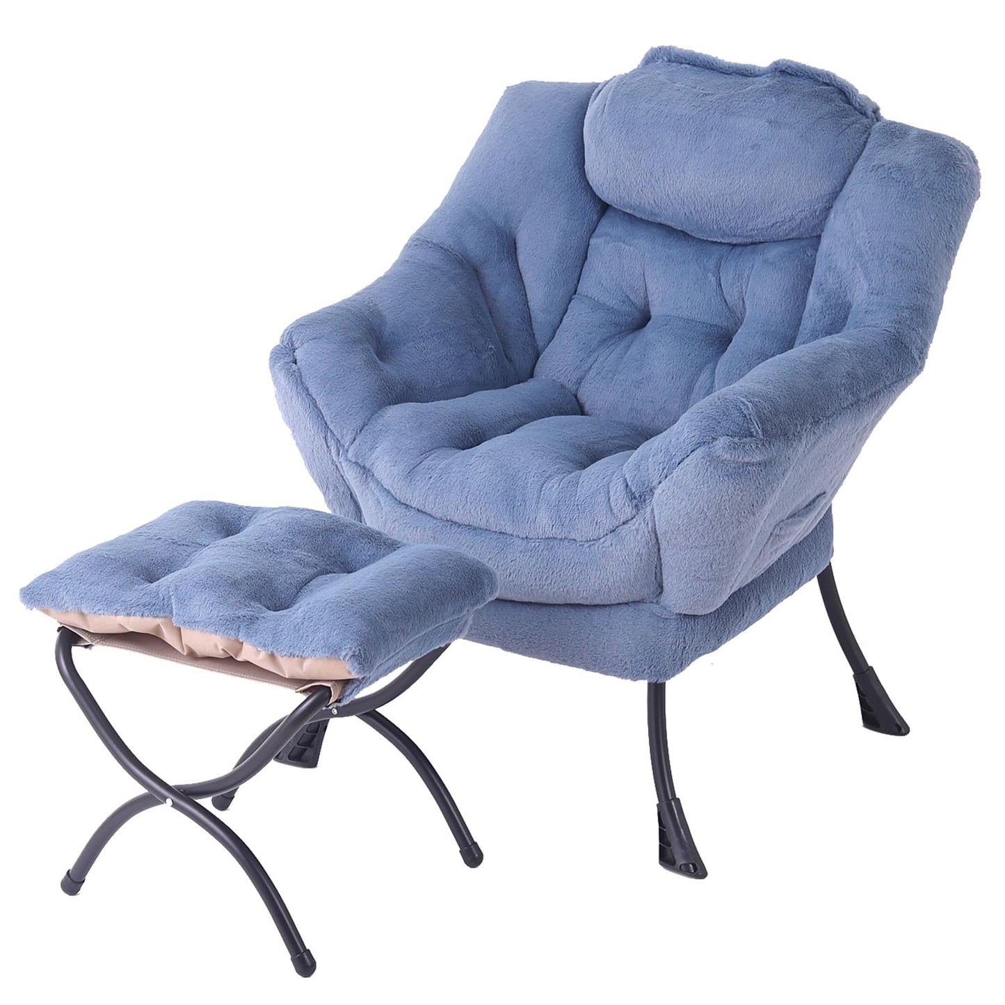 Tiita Velvet Lounge Chair with Ottoman