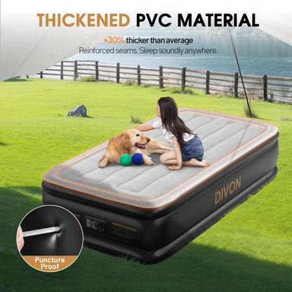 DIVON 18" Queen Air Mattress with Built-In Pump