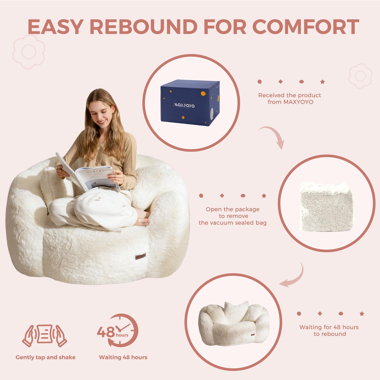 MAXYOYO Floral Bean Bag Chair – Beige