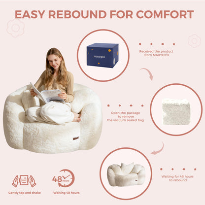MAXYOYO Floral Bean Bag Chair – Beige