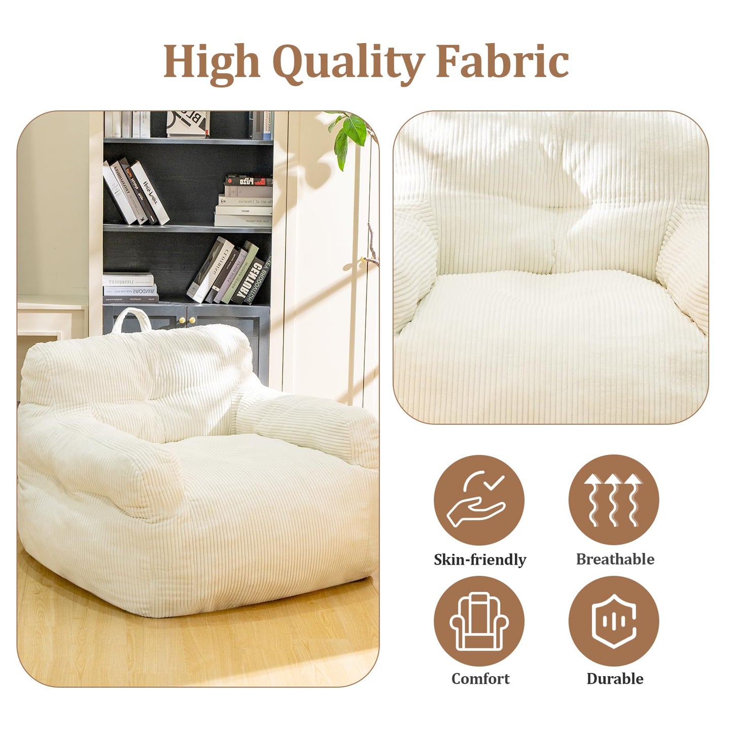 Grey Large Bean Bag Chair