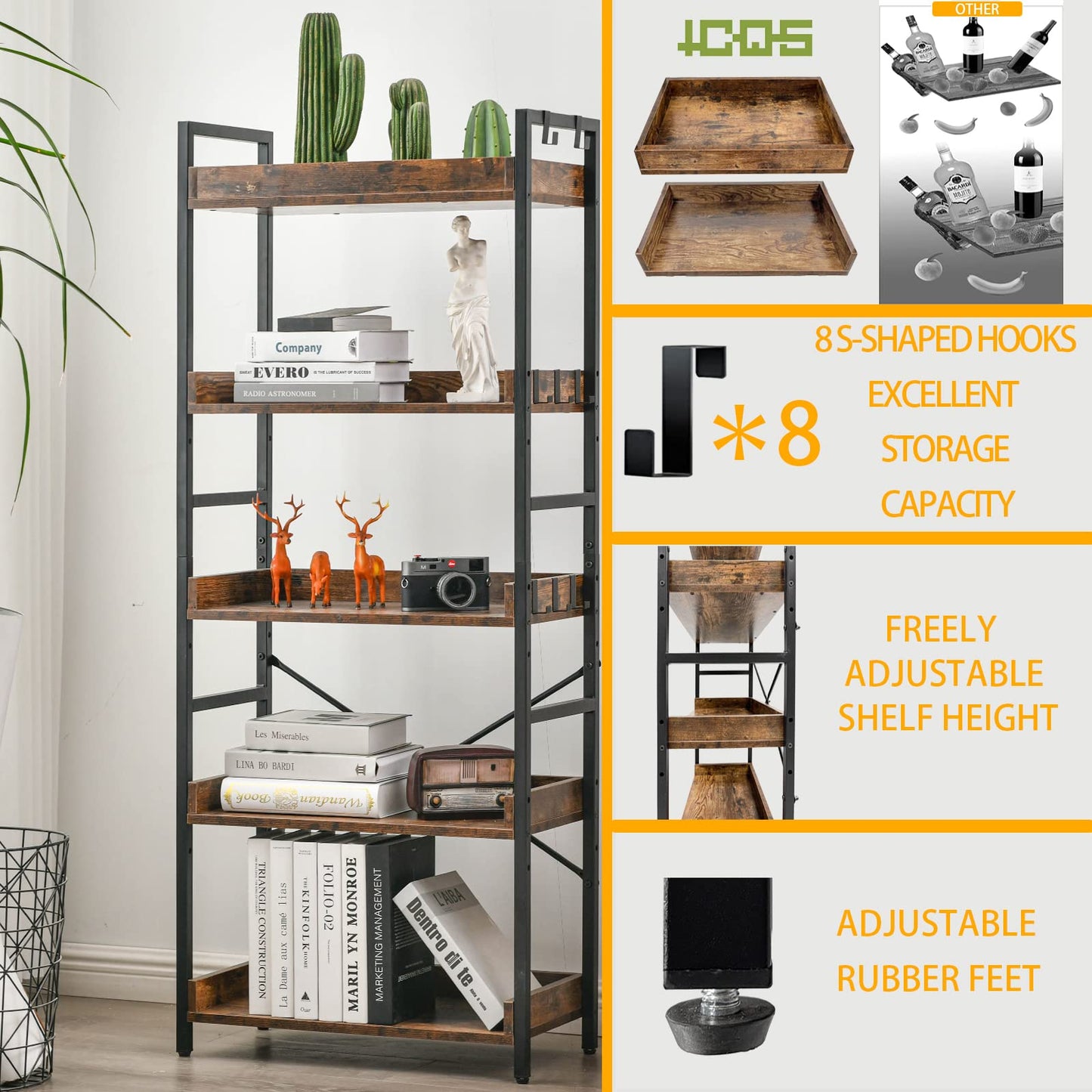 HCHQHS 6-Tier Bookcase