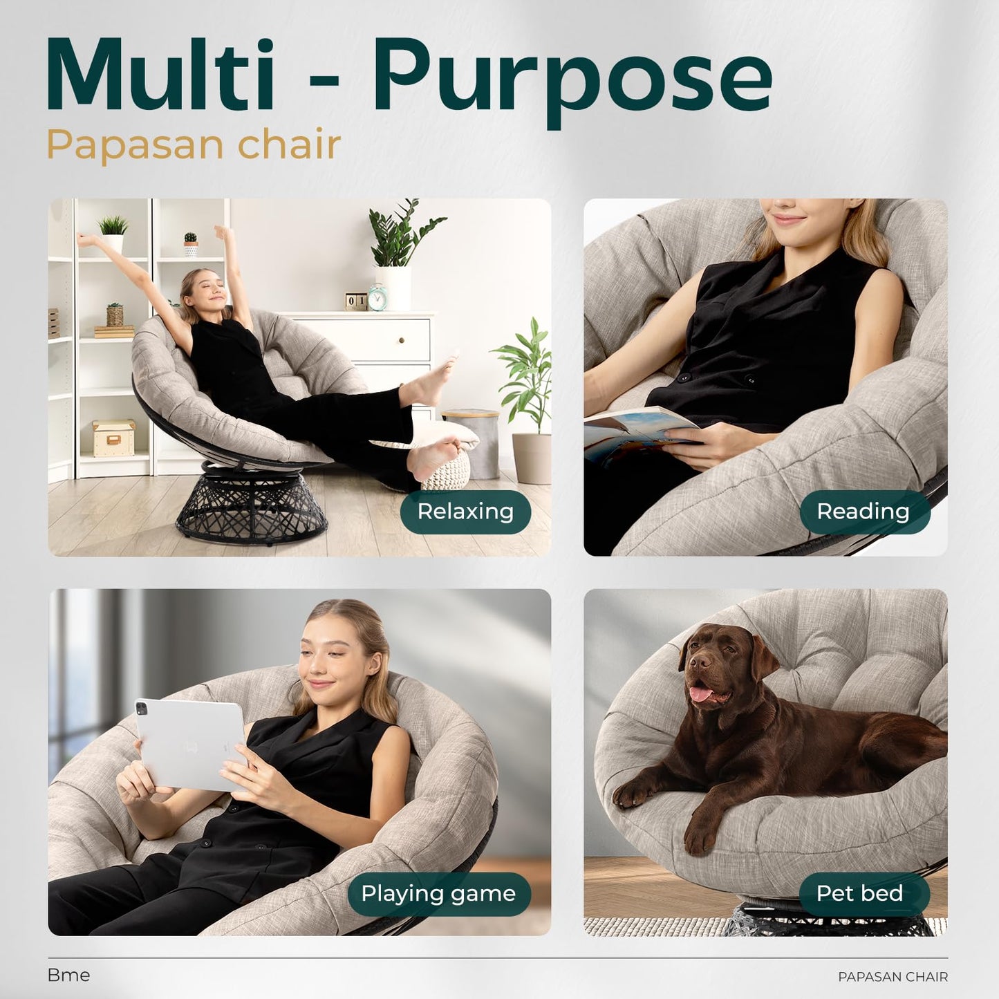 Bme 40" Papasan Swivel Chair
