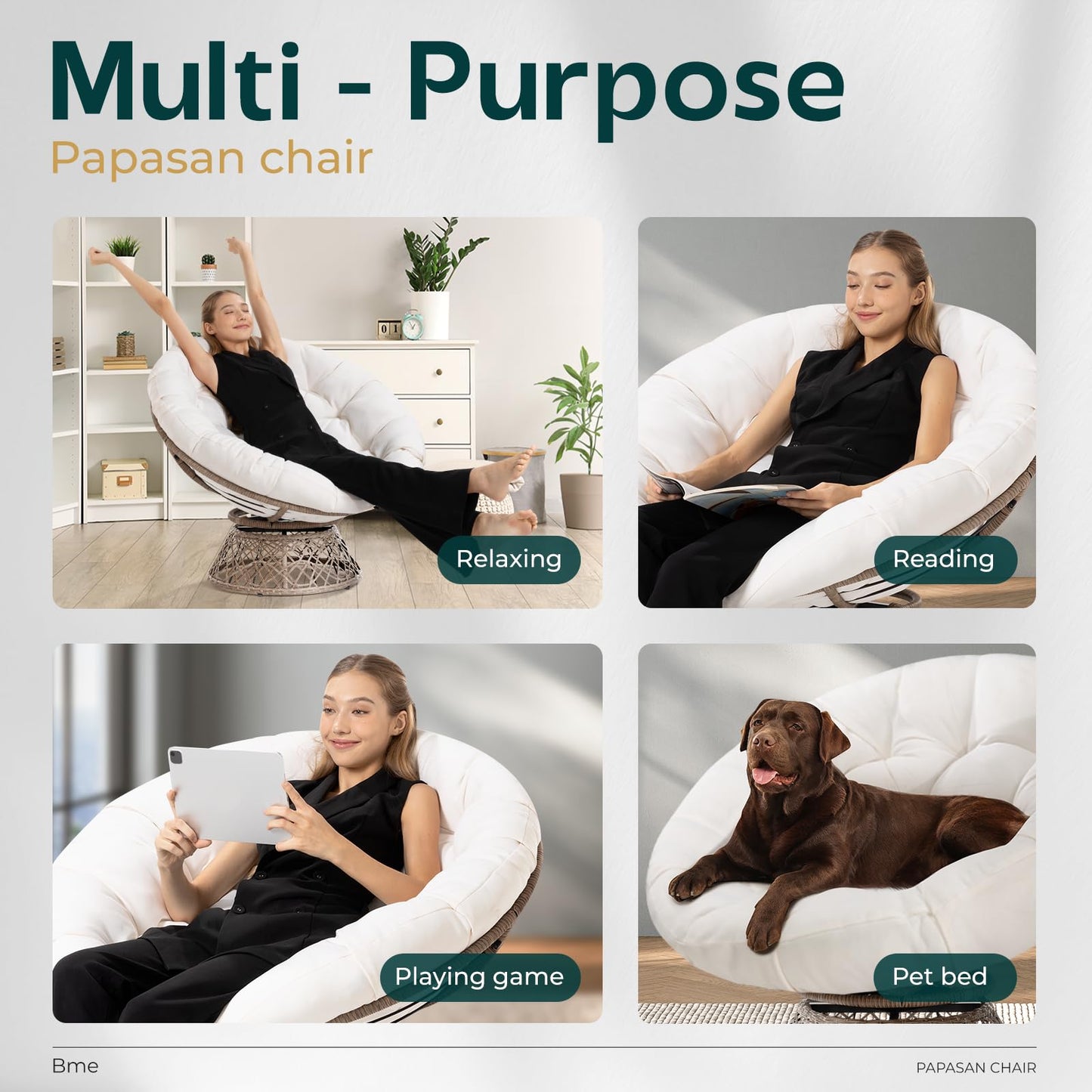 BME 40" Wicker Papasan Chair
