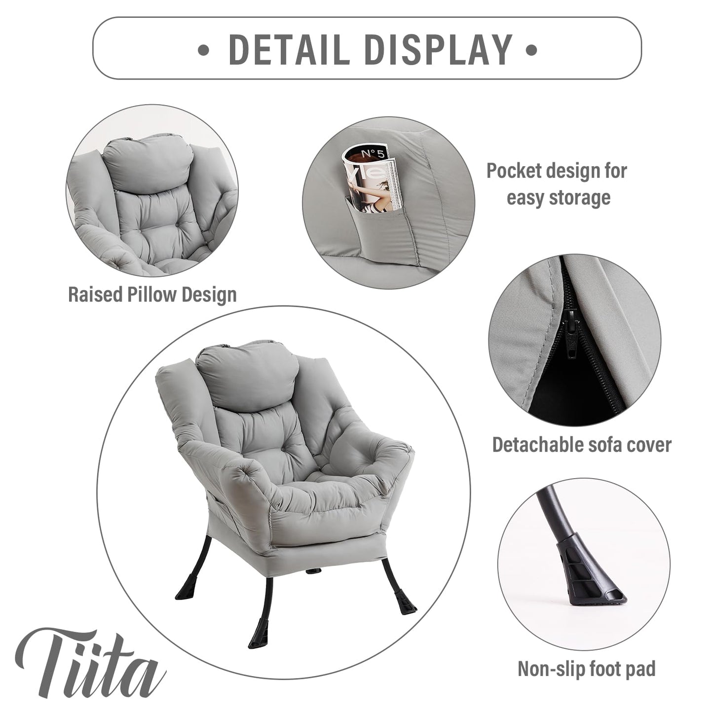 Tiita Velvet Lounge Chair with Ottoman