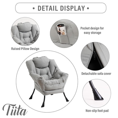 Tiita Velvet Lounge Chair with Ottoman
