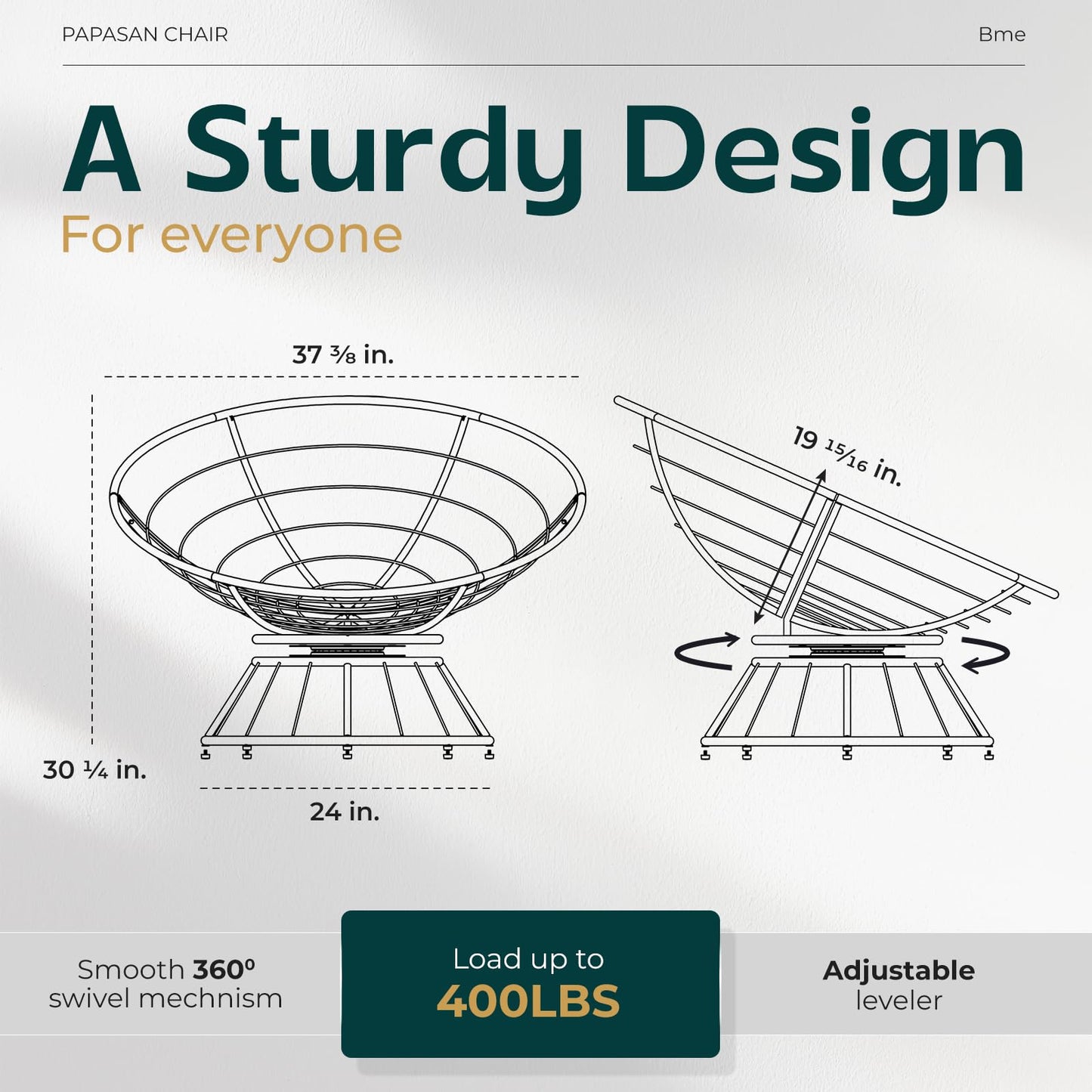 BME 40" Wicker Papasan Chair