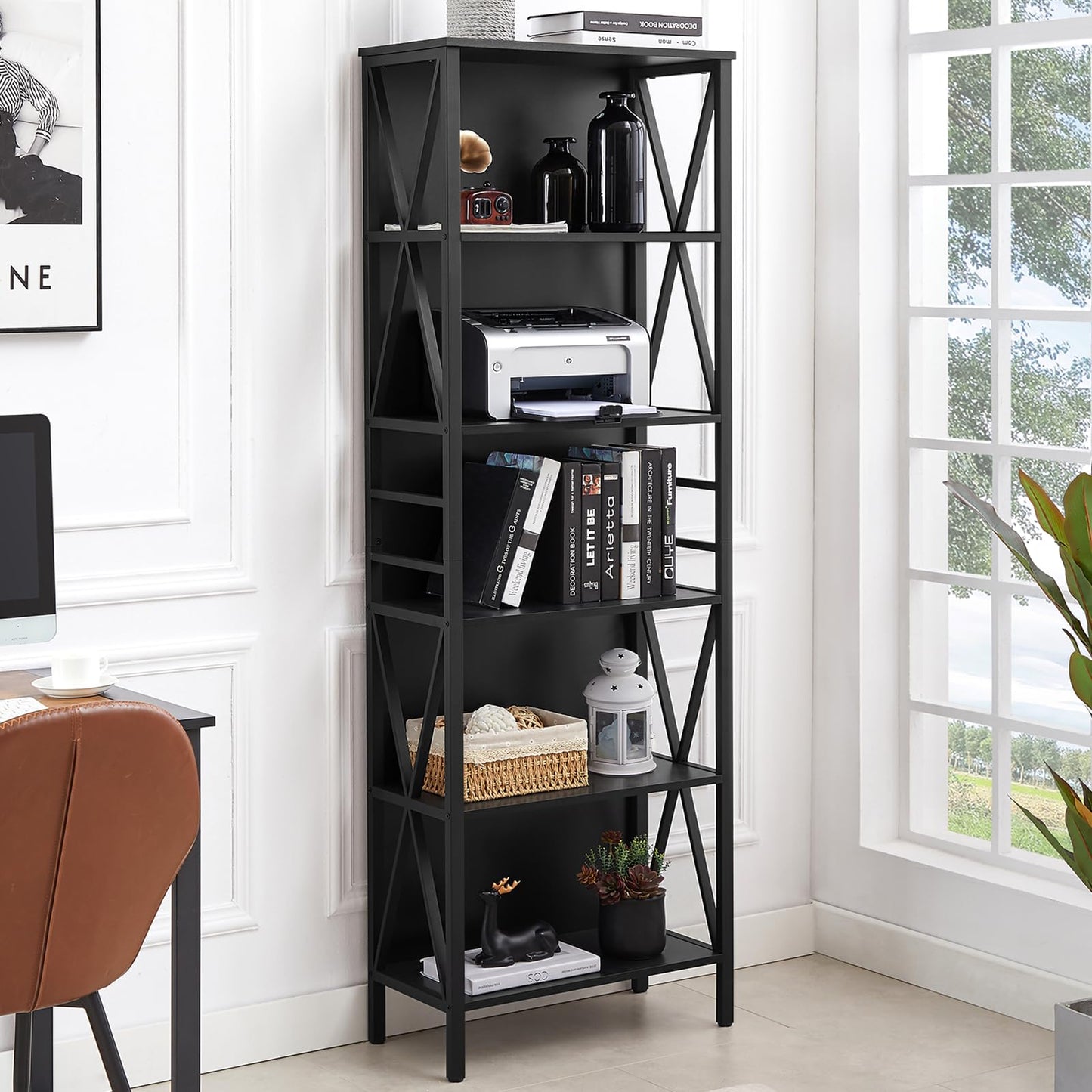 HOMISSUE 7-Tier Rustic Bookshelf