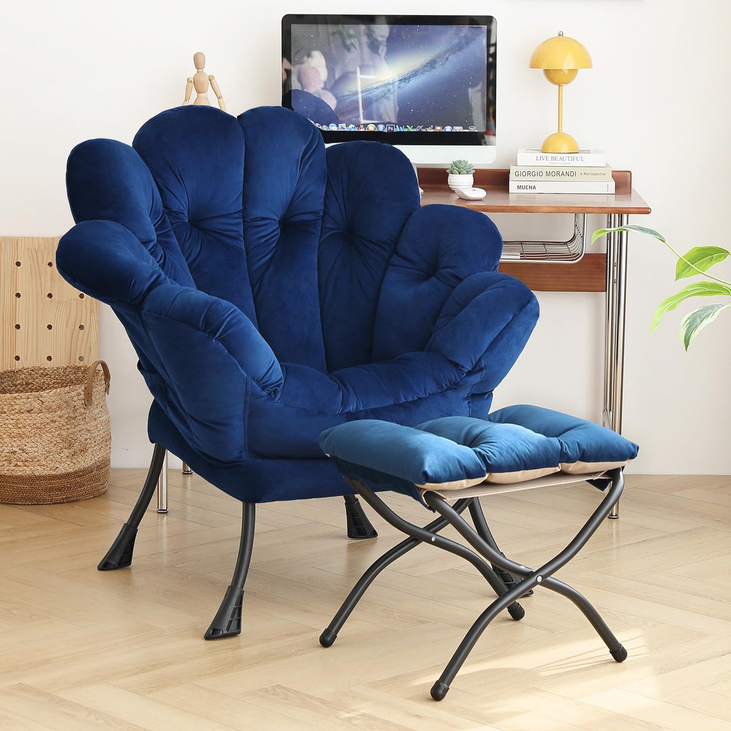 Butterfly Chair with Ottoman – Khaki Velvet