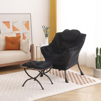 Tiita Velvet Lounge Chair with Ottoman