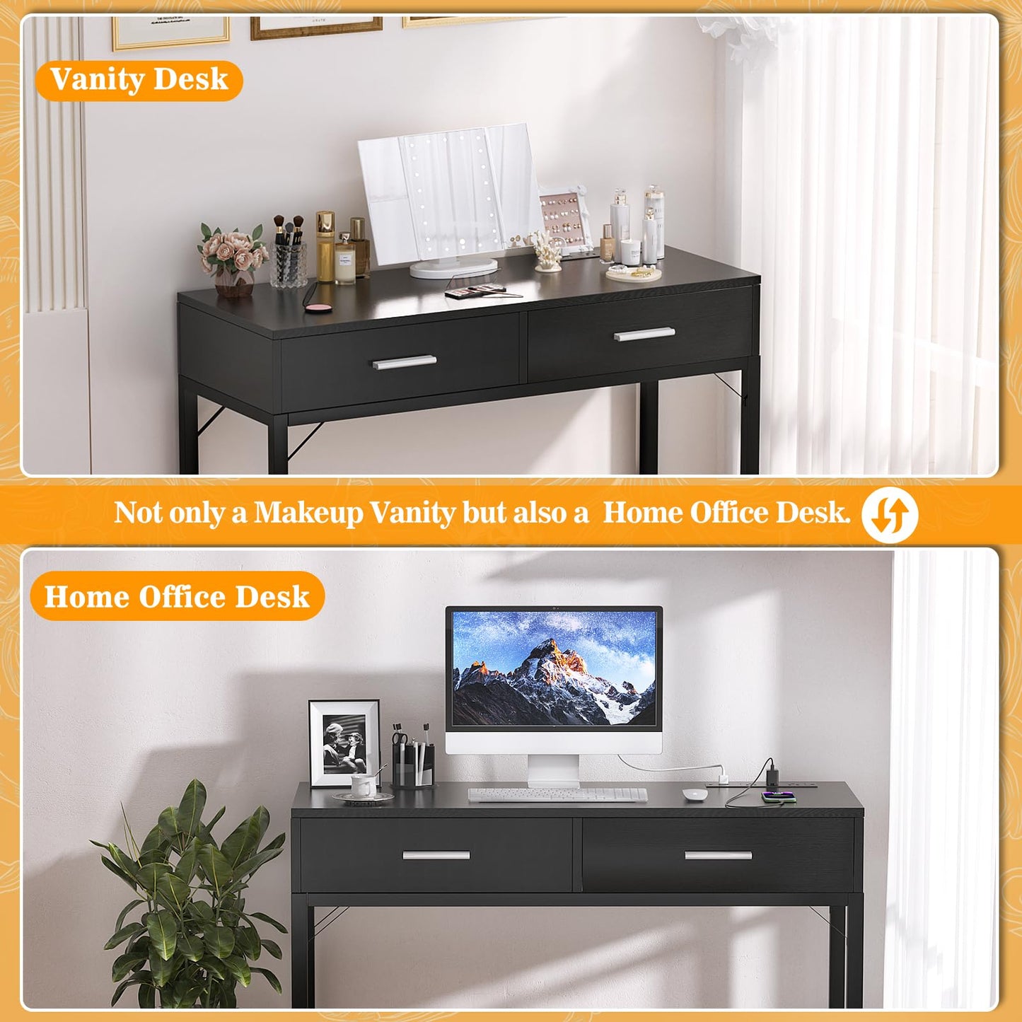 Cyclysio 36" Makeup Vanity Desk White