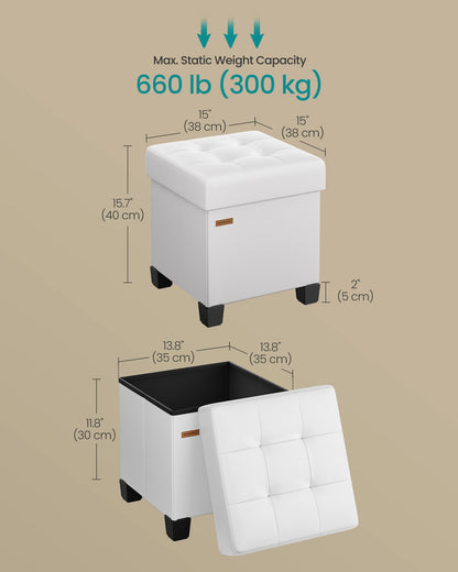 SONGMICS 15"x43"x15.7" Storage Ottoman Bench