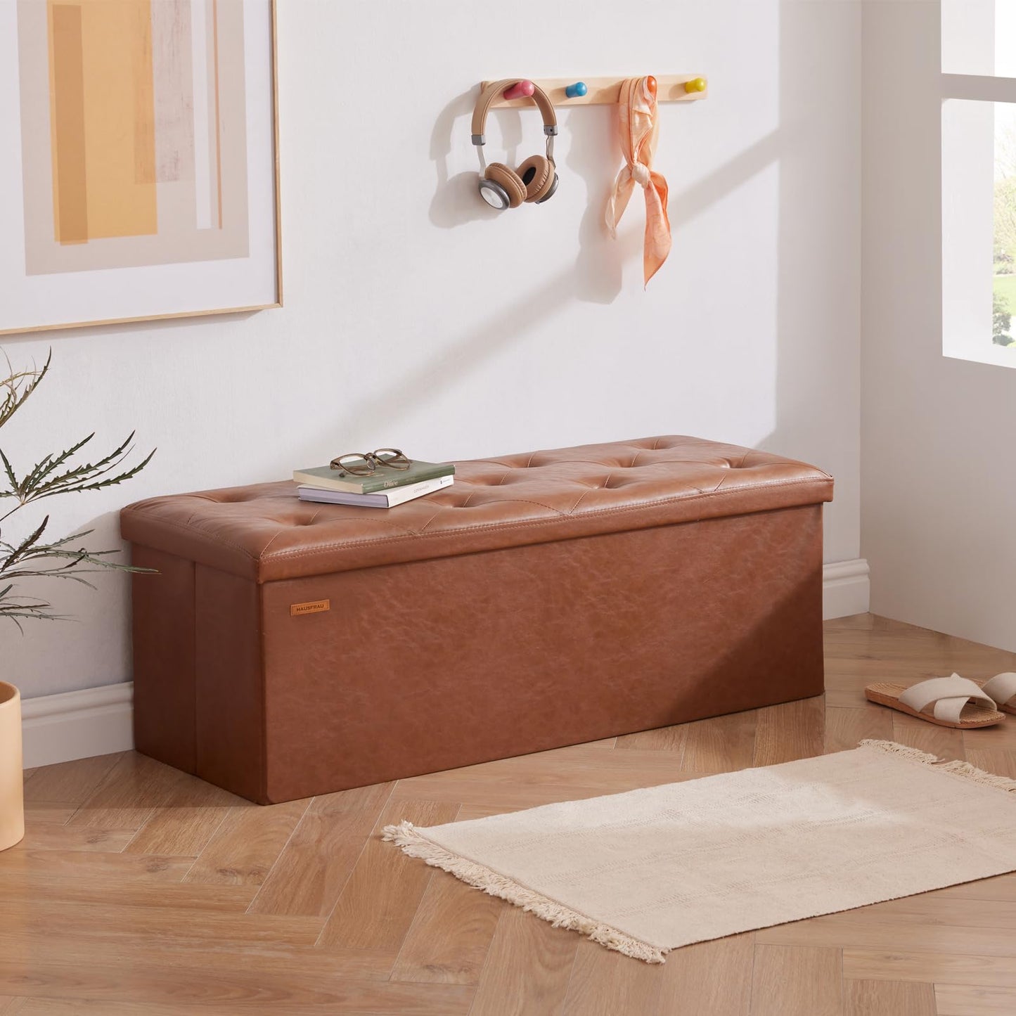 HAUSFRAU 31.5" Storage Ottoman Bench