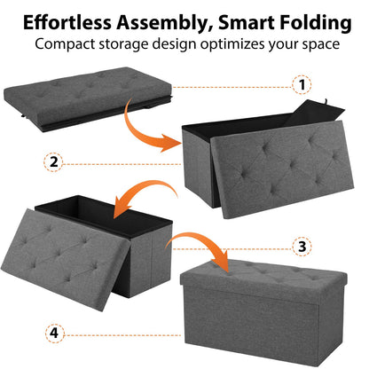 DUMOS 30" Foldable Storage Ottoman Bench