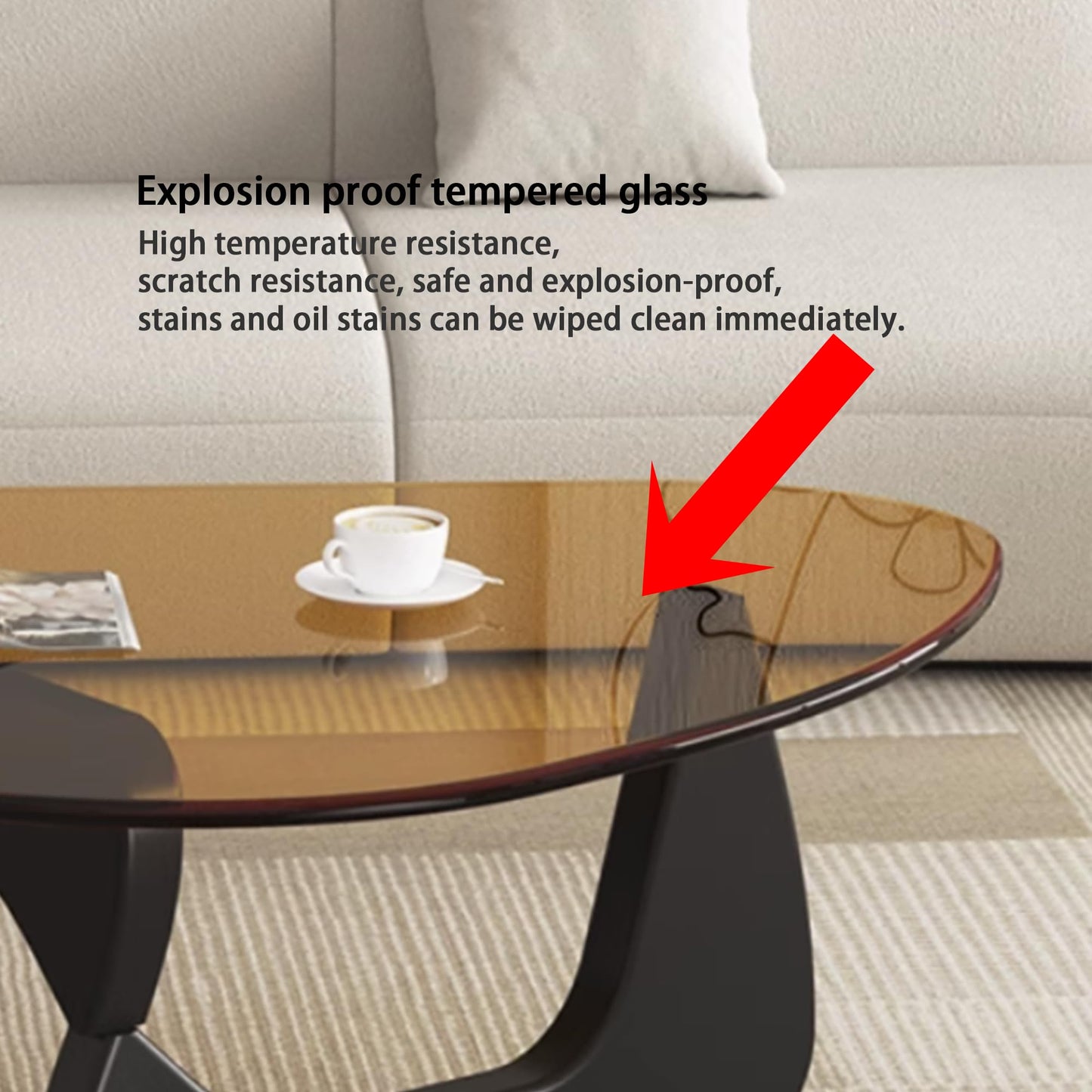 EASYSOUL 32" Glass Coffee Table