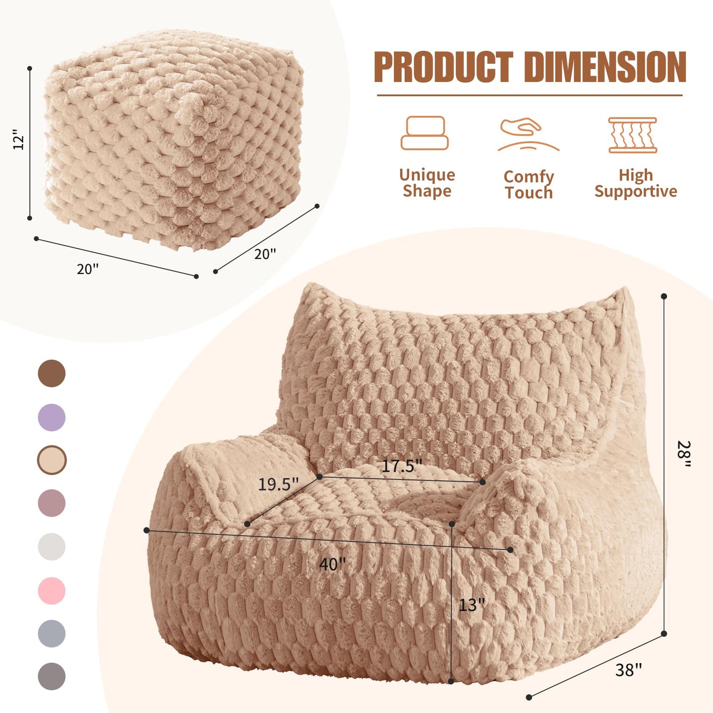 Giant Bean Bag Sofa with Ottoman