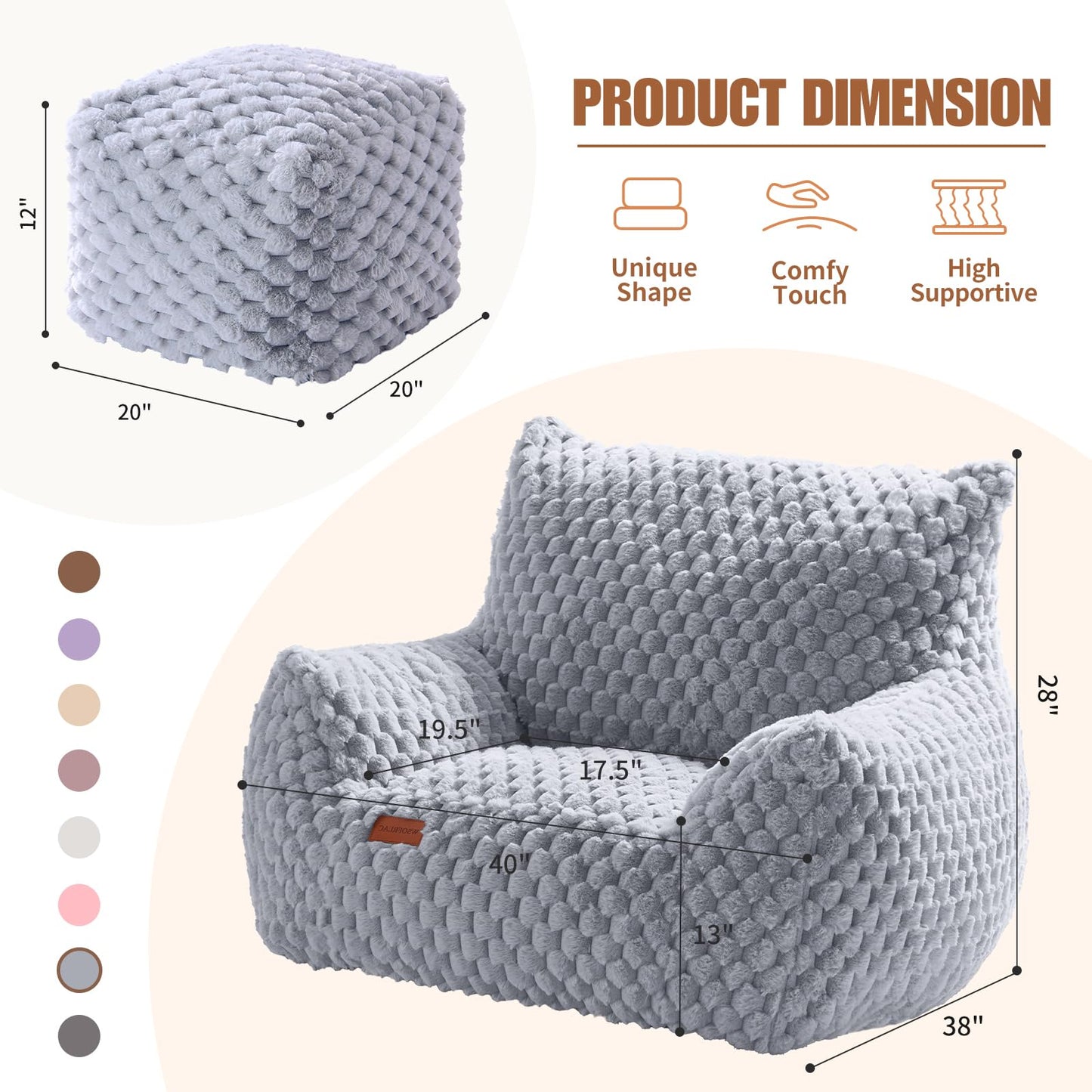 Giant Bean Bag Sofa with Ottoman